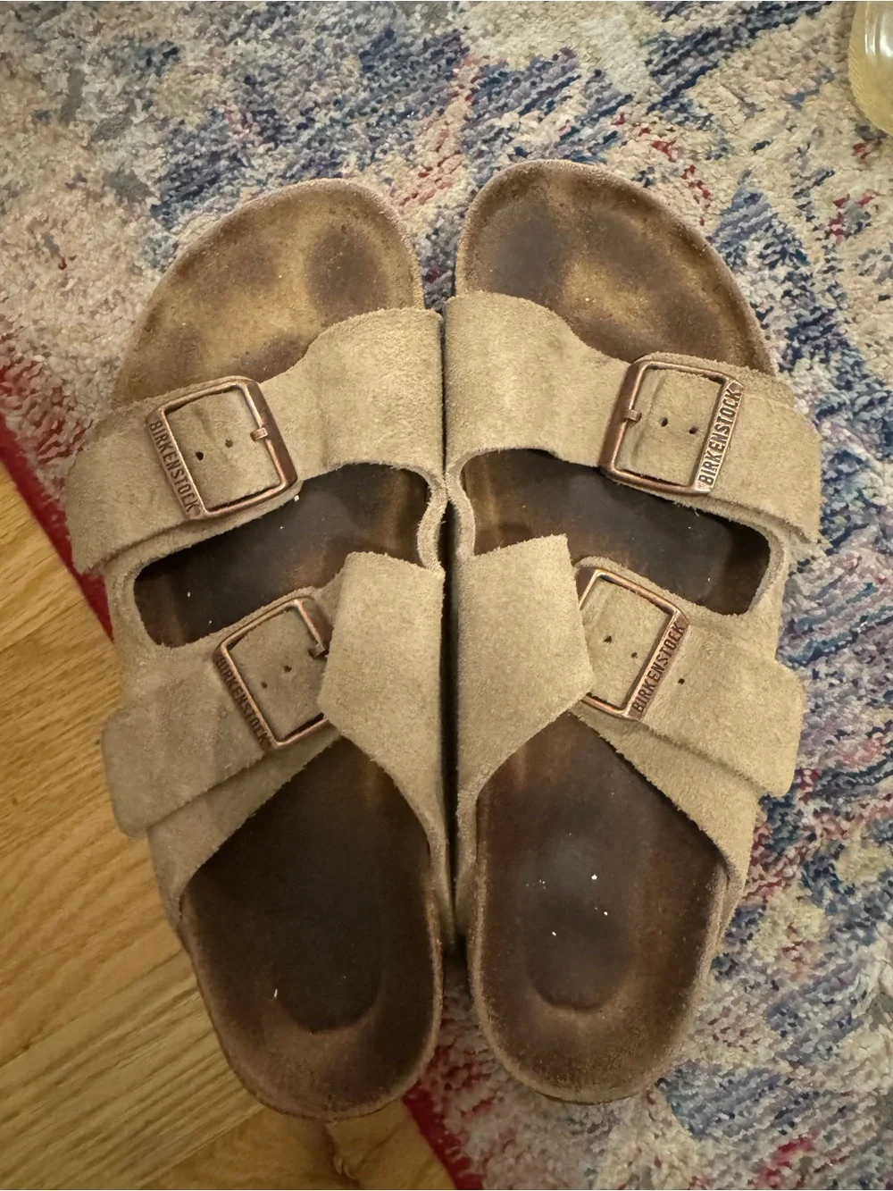 Birkenstock Suede Double-Strap Sandals in Taupe Brown